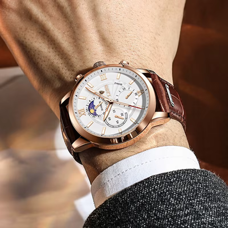 LIGE mode 24 heures Phase de lune montre hommes Sport de plein air