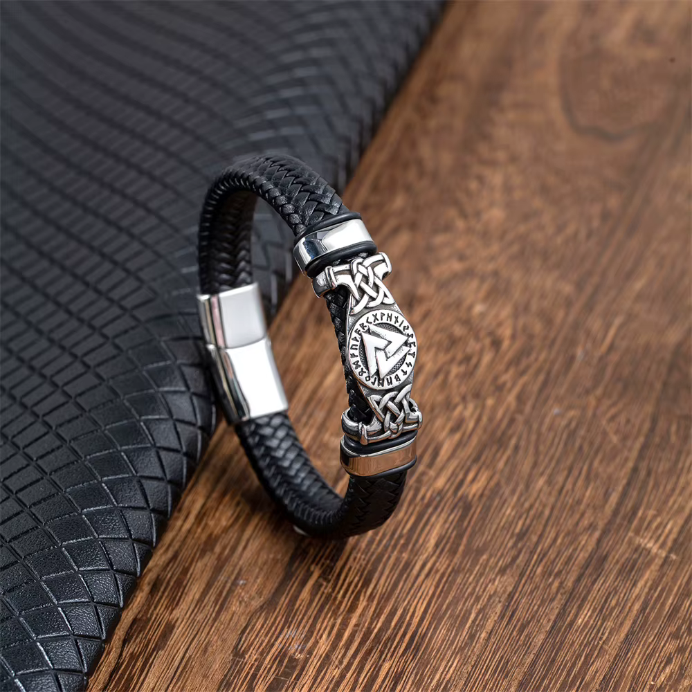 Bracelet en cuir véritable pour hommes