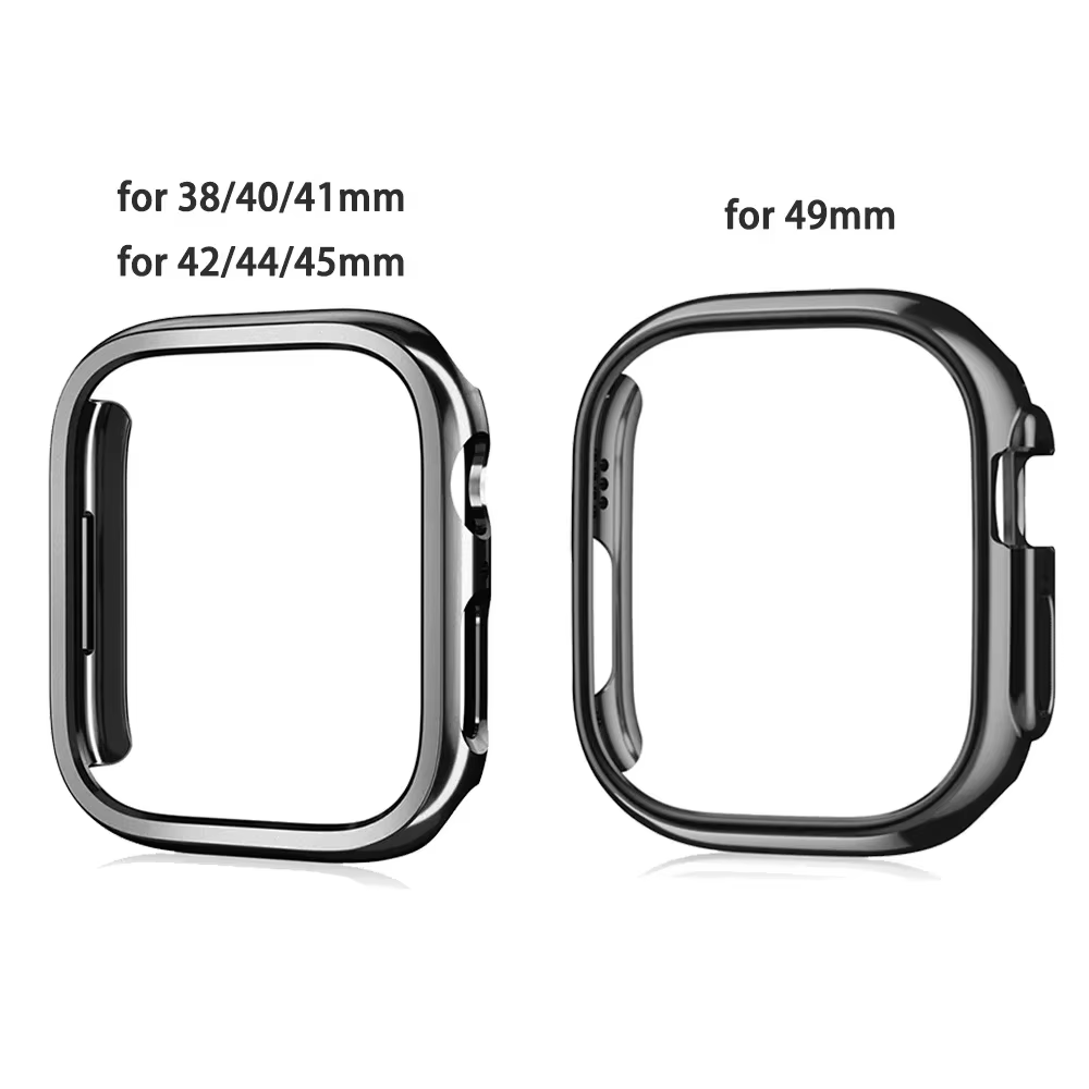 Pour Apple Watch 38 40 42 45 ultra3 49mm plaqué squelette couverture rigide PC pare-chocs cadre pour iWatch SE 11 10 9 8 7 6 5 4 SE3 étui