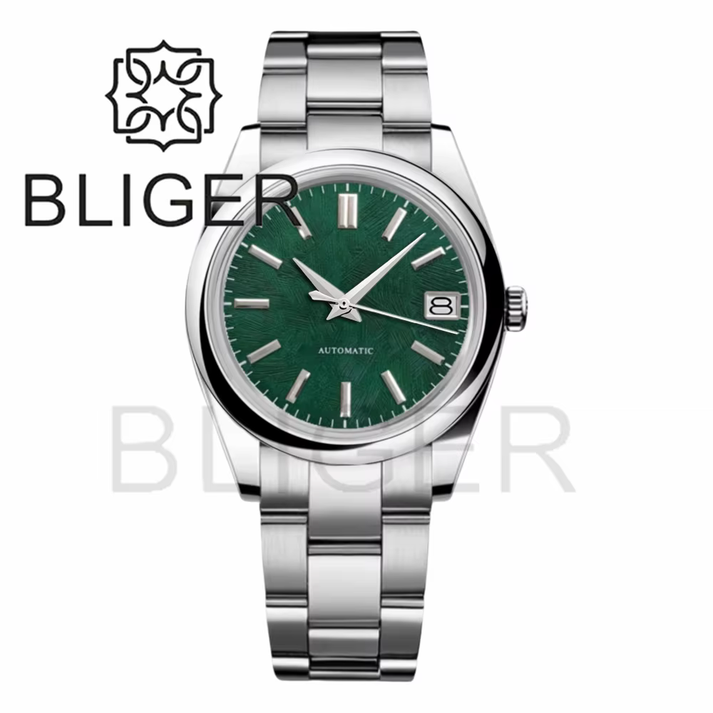 BLIGER 36mm39mm logo personnalisé cadran vert montre Sakura rose glace bleu Texture