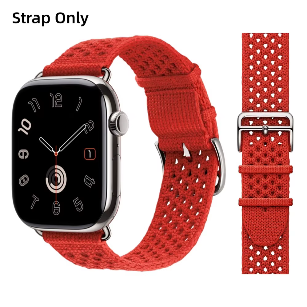 Nouveau Bracelet Tricot Simple Tour Bleu Jean Beige De Weimar 2026 pour Apple Watch Ultra3 11 9 8 7 6