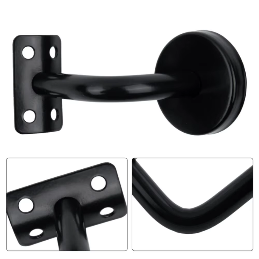 Support de main courante en acier inoxydable, fixation murale, finition noire, support robuste de haute qualité pour garde-corps d'escalier