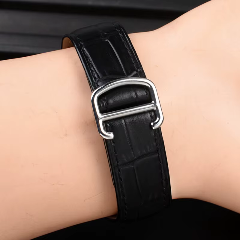 Bracelet de remplacement en cuir véritable pour Cartier Tank Solo hommes femmes chaîne de montre bleu rouge rose