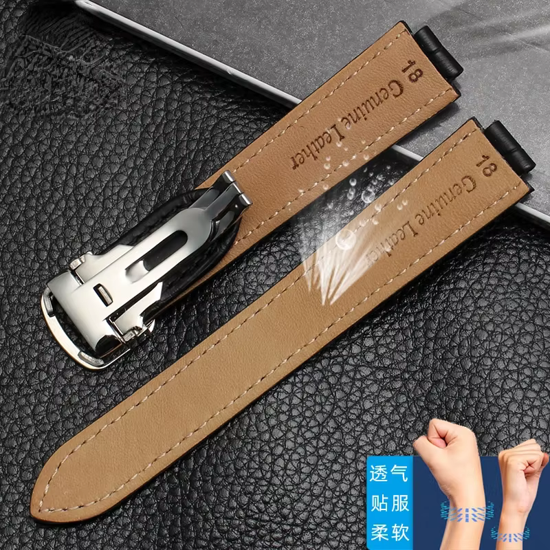 Bracelet de montre en cuir véritable pour hommes et femmes