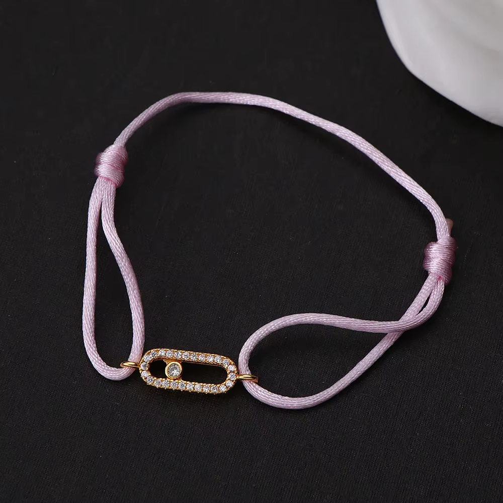 Bracelet en corde tressée avec zircon coulissant