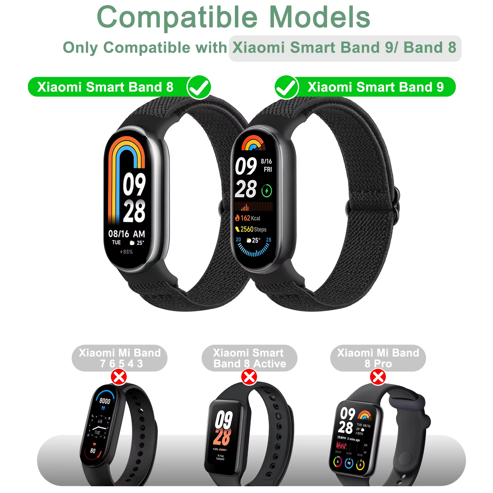 Bracelet à boucle en Nylon pour Xiaomi Smart Band 9 8