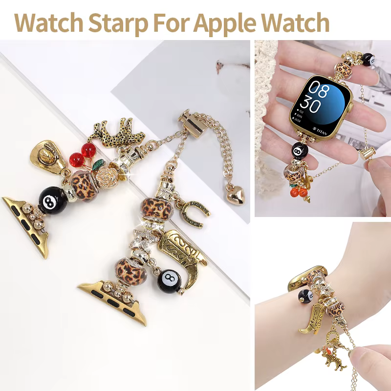 Bracelet perlé imprimé léopard pour Apple Watch (40mm