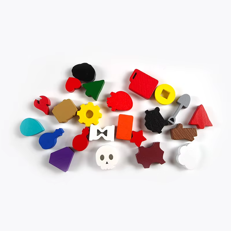 Accessoires de jeu de société, marqueur, modèle de jeton, pièces d'échecs, bricolage, jouets éducatifs en bois coloré, puzzle, indication des dés, compte heureux