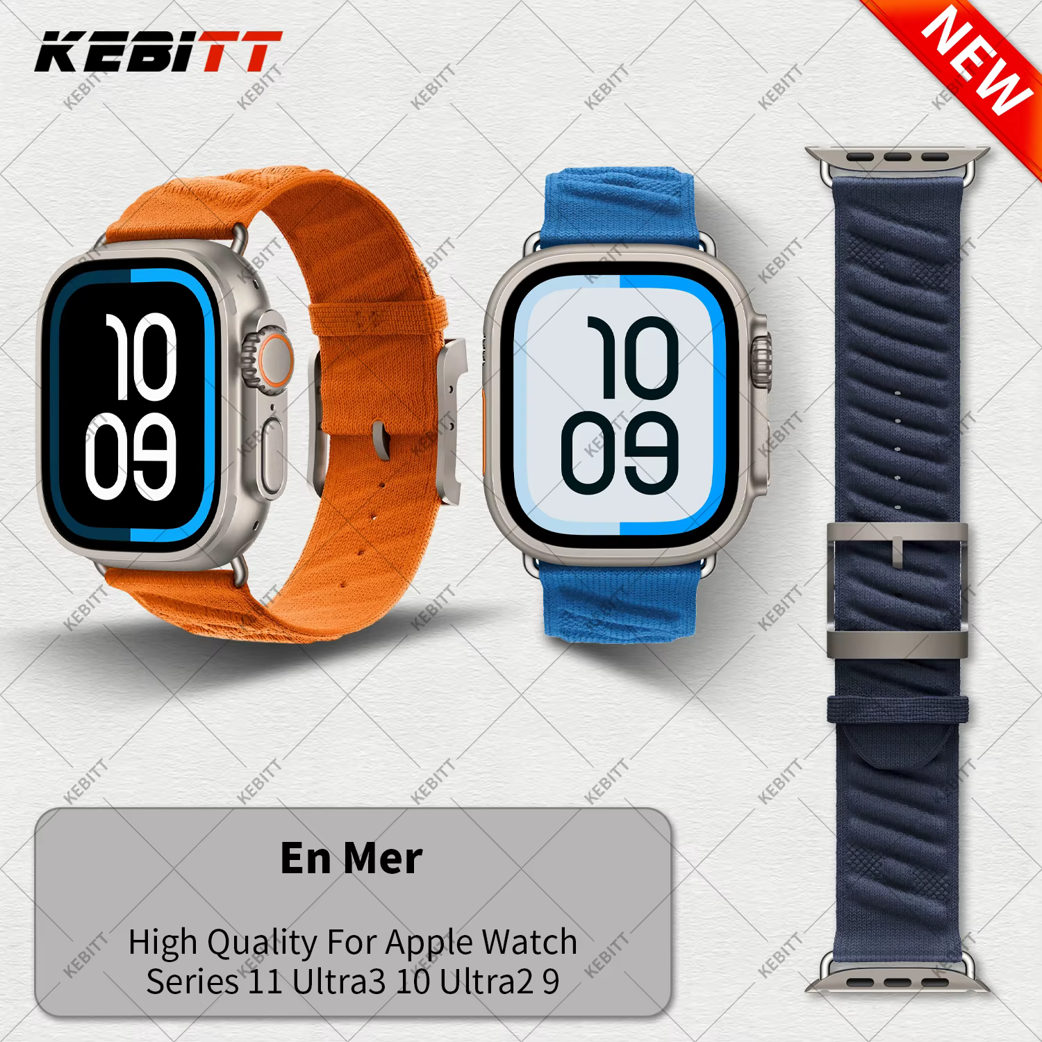 Kebitt nouveau En Mer Bleu Nuit tour unique bracelet Iwatch 42mm pour Apple Watch Ultra 3 2 série 11 10 9 8 7 6 Se 3