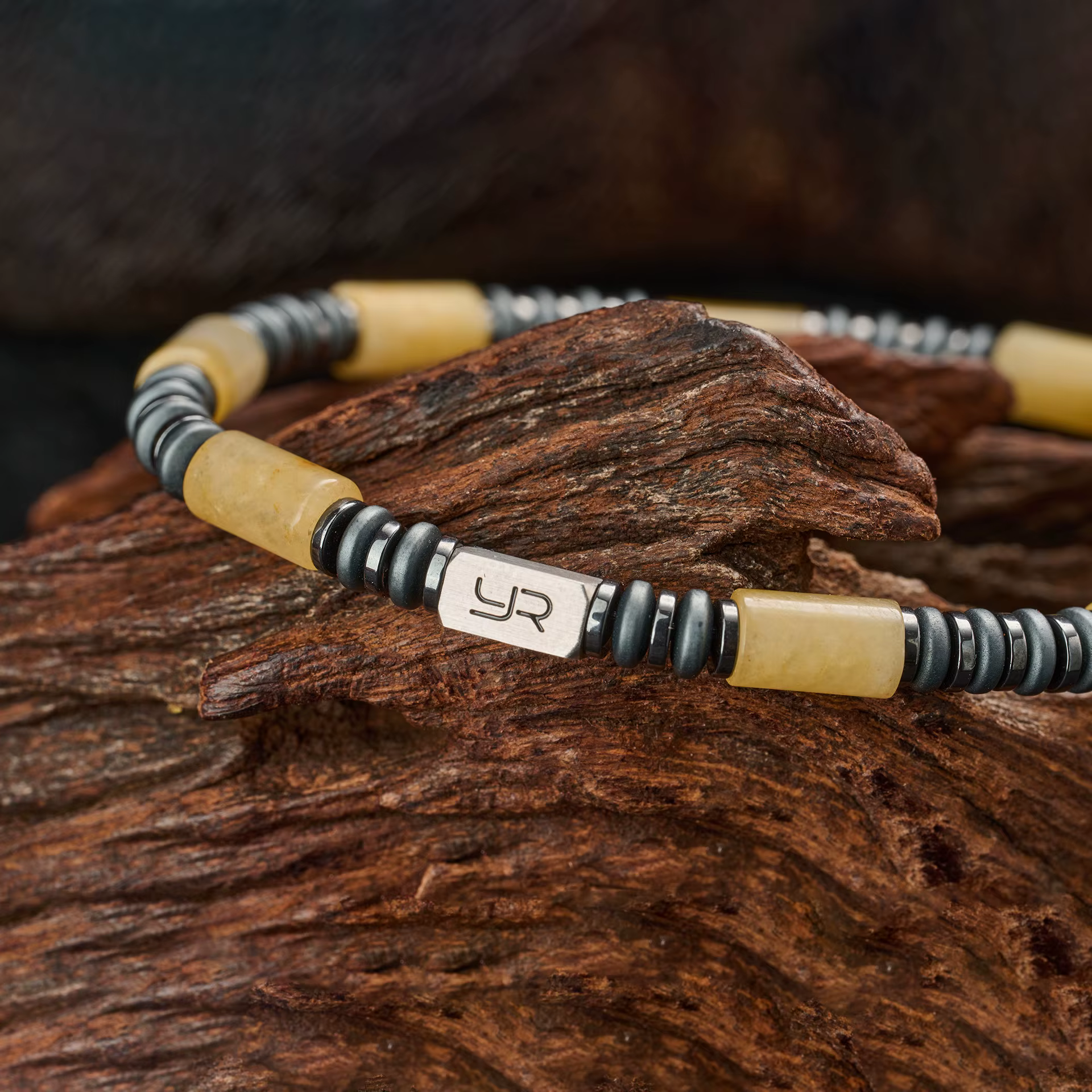 Bracelet en perles de jade jaune naturel pour hommes | Chaîne de mode de style unique de 6 mm | Le cadeau luxueux