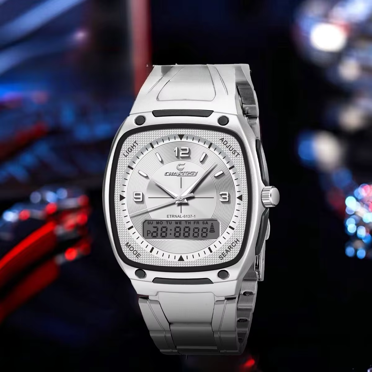 CHAXIGO 6137 mode montre pour hommes lumineux étanche calendrier réveil multi fonctionnel montres