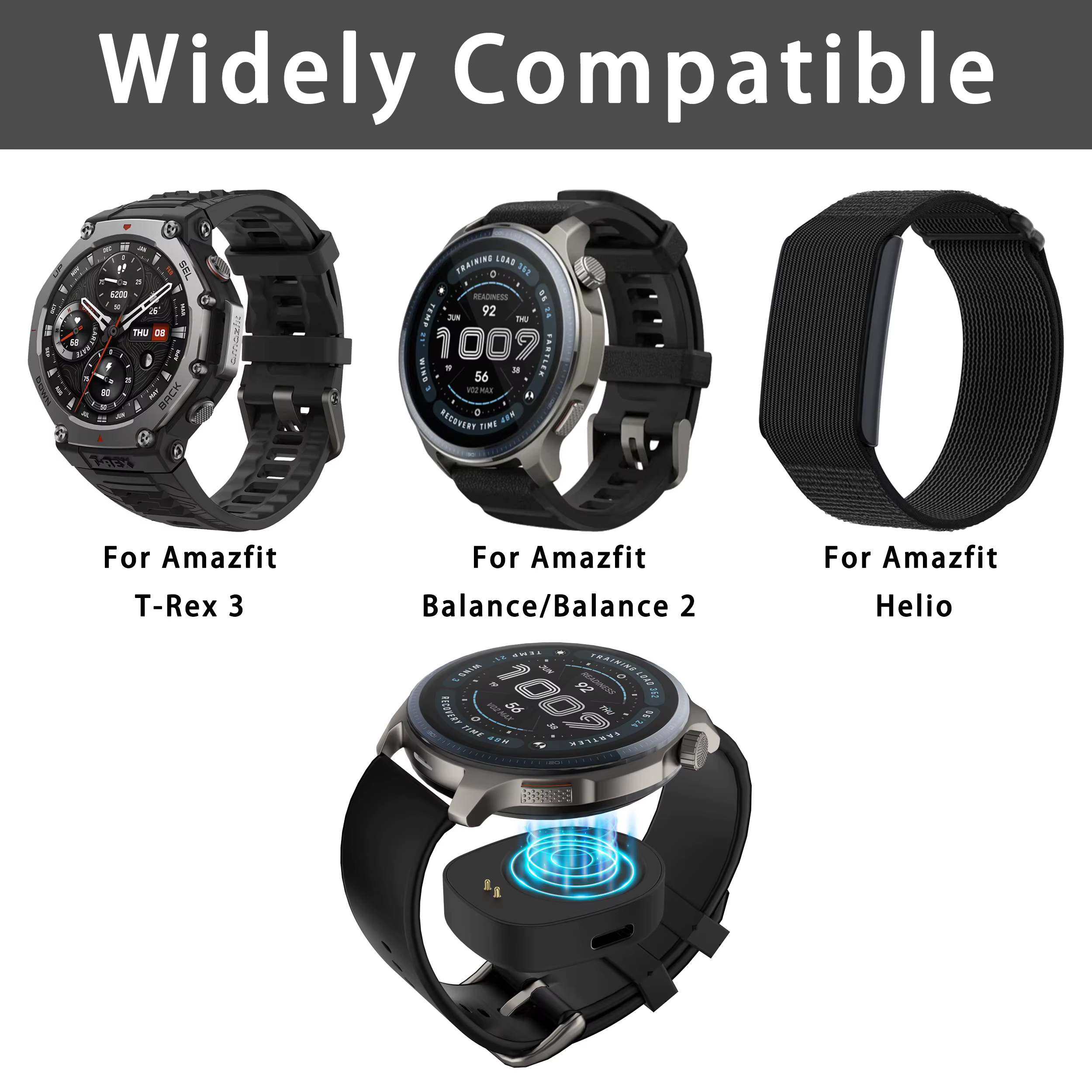 Convertisseur de chargeur sans fil pour Amazfit Balance 2/ Balance/T-Rex 3/Helio