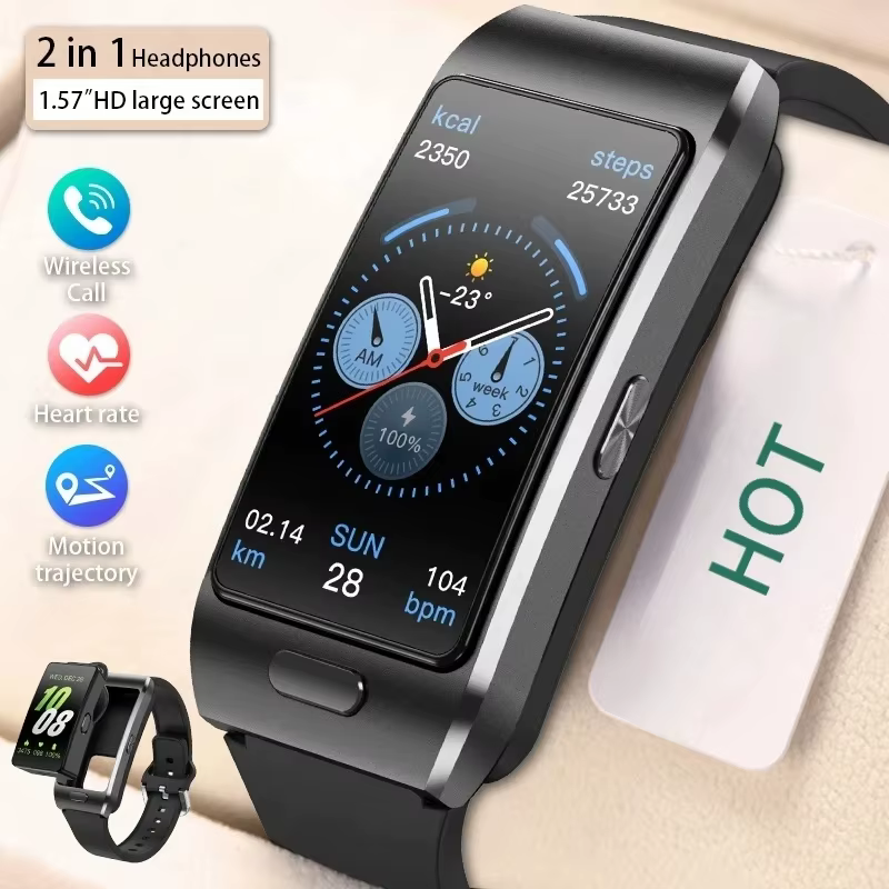 Casque montres intelligentes deux en un appels de réponse Assistant vocal surveillance de la santé Smartband contrôle des gestes Smartwatch 2025 nouveau