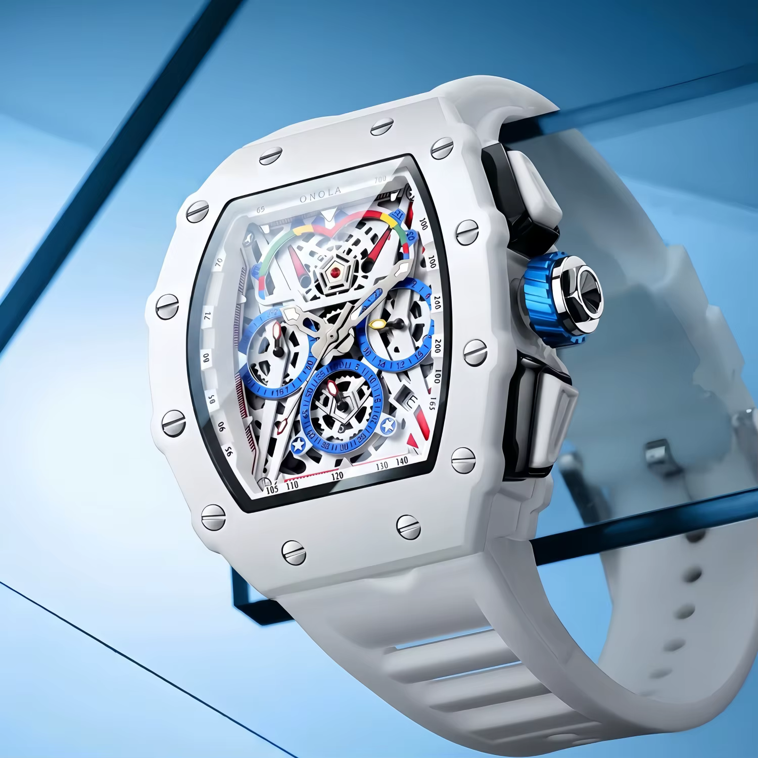 Montre de luxe pour hommes ONOLA mode décontracté multifonctionnel bande de Silicone étanche