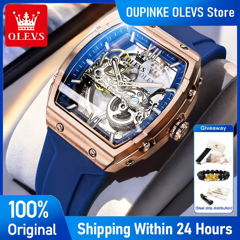 OLEVS 6779 montre pour hommes de luxe squelette Original automatique