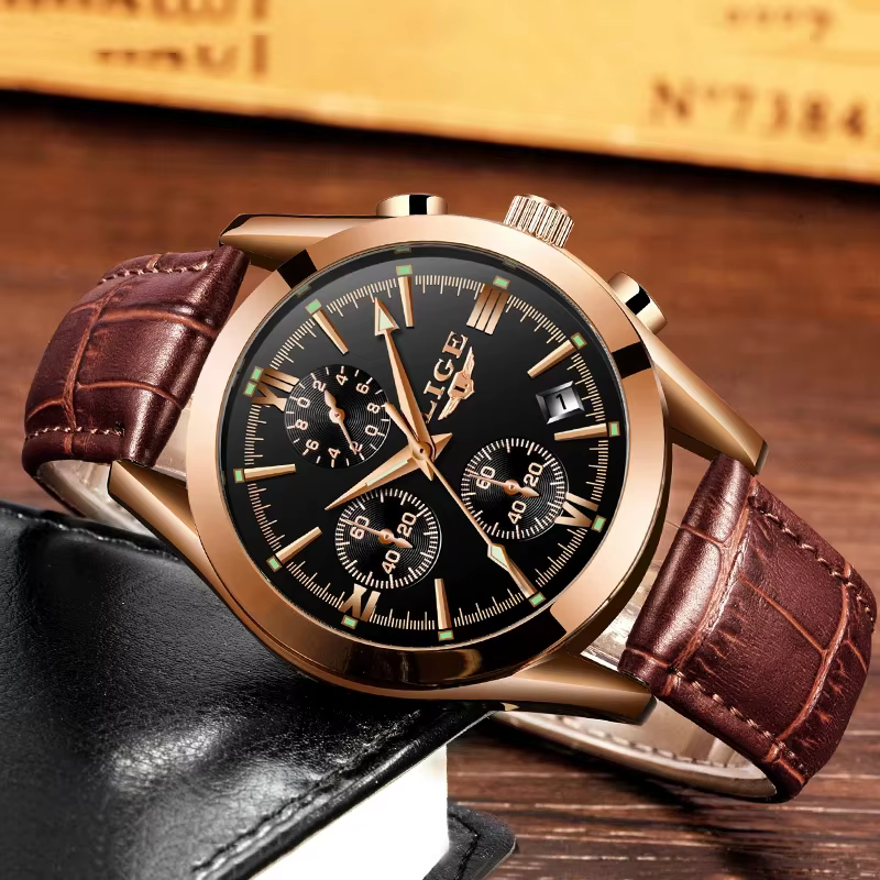 LIGE mode hommes montres haut de gamme de luxe militaire montre à Quartz