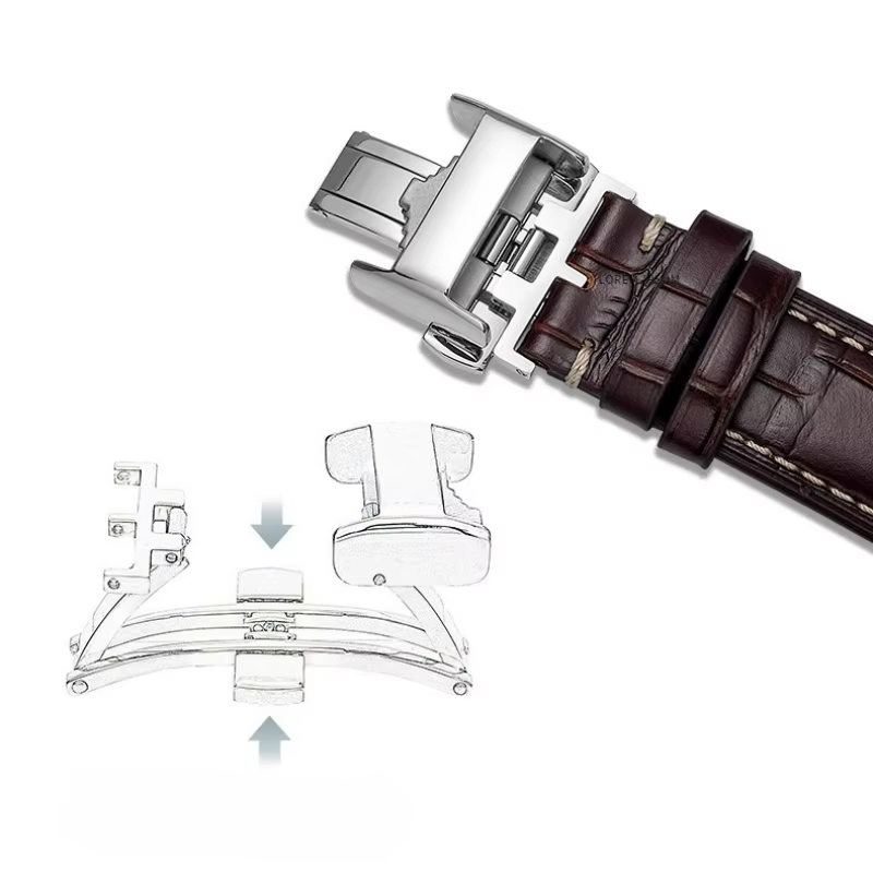 Bracelet de montre en cuir véritable pour Longines Master Collection Moonphase