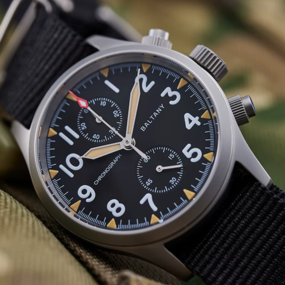 Montre à quartz chronographe pilote vintage pour homme