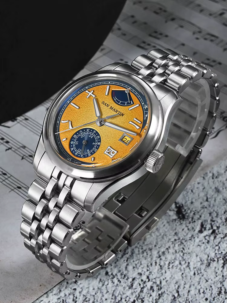 San Martin 39mm mis5 9132 affichage de réserve de marche hommes montre de Sport de luxe automatique mécanique étanche conception originale SN0144