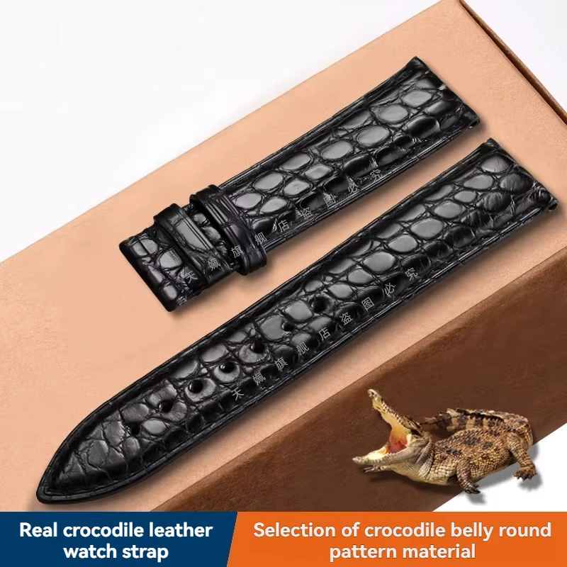 Bracelet de montre en cuir de Crocodile pour Tissot Longines Omega Mido