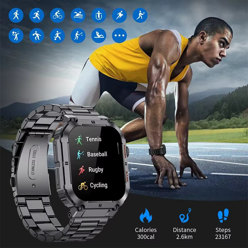 Montre intelligente de fitness étanche pour homme
