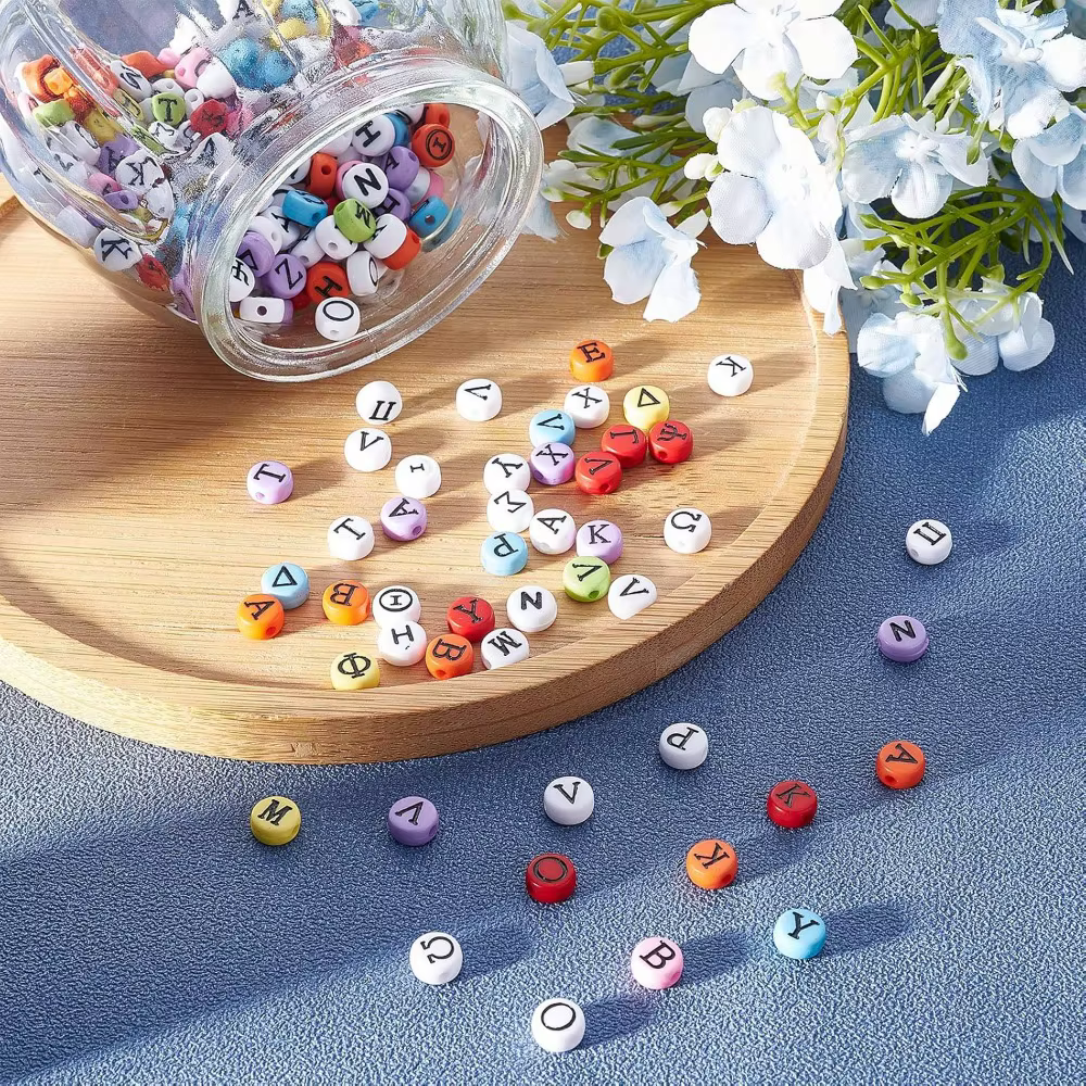 Bracelets de perles de l'alphabet grec, kits exécutifs avec fil de cristal élastique transparent pour bijoux, collier de bricolage