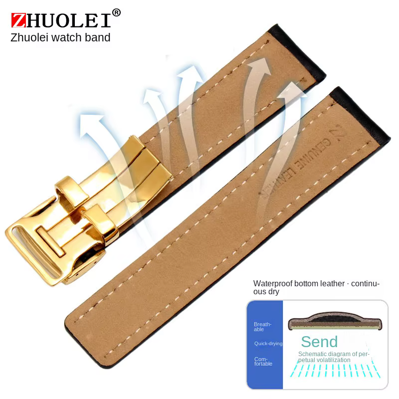 Bracelet de montre en cuir véritable pour hommes