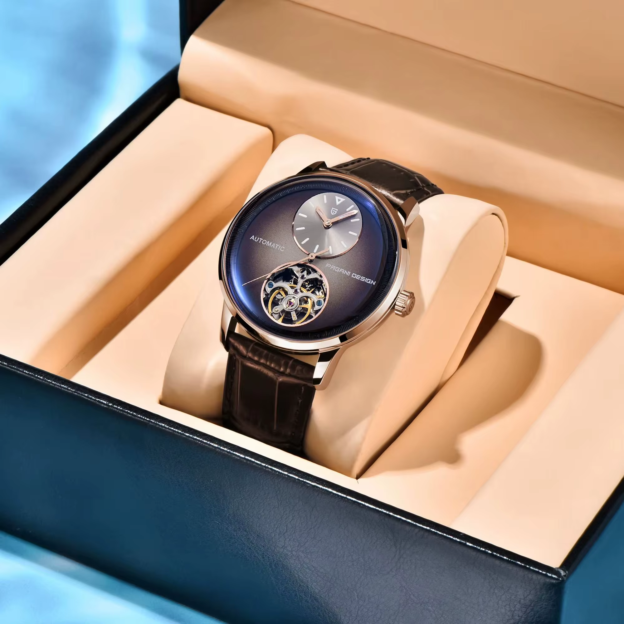 PAGANI DESIGN Montre mécanique rétro minimaliste pour hommes d'affaires