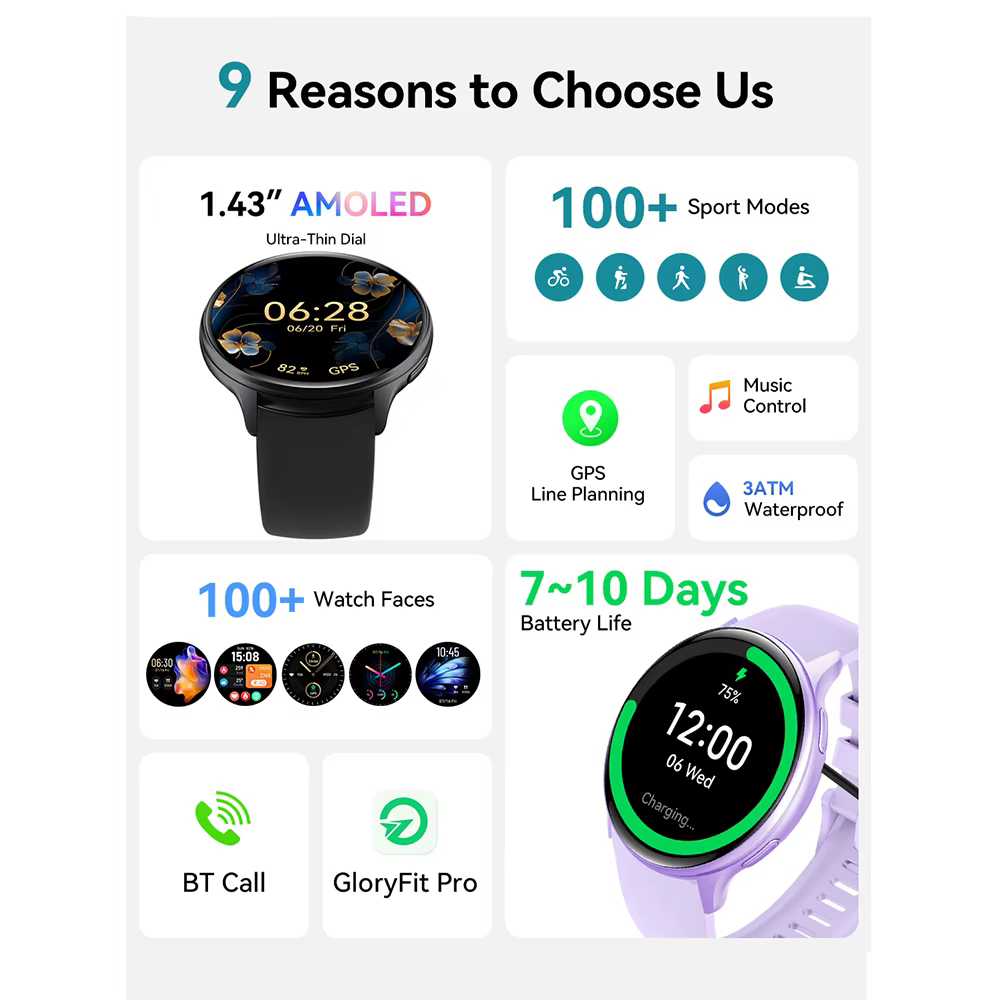 VALDUS VG53 Pro AMOLED GPS Smartwatch homme femme étanche Fitness Tracker SOS Assistant vocal pour Android IOS 2026 montre intelligente