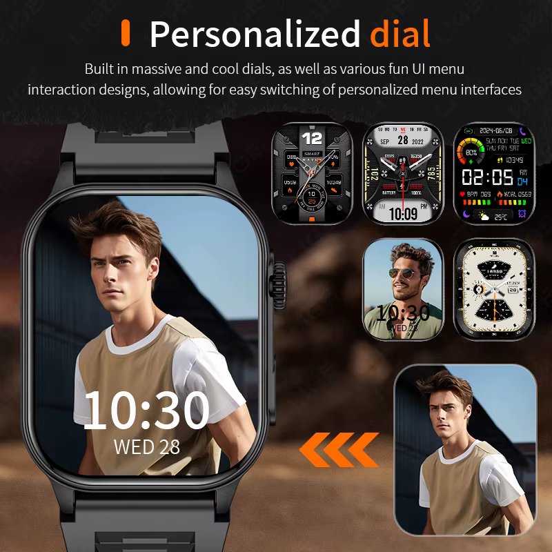 Montre intelligente étanche avec lampe de poche LED pour homme