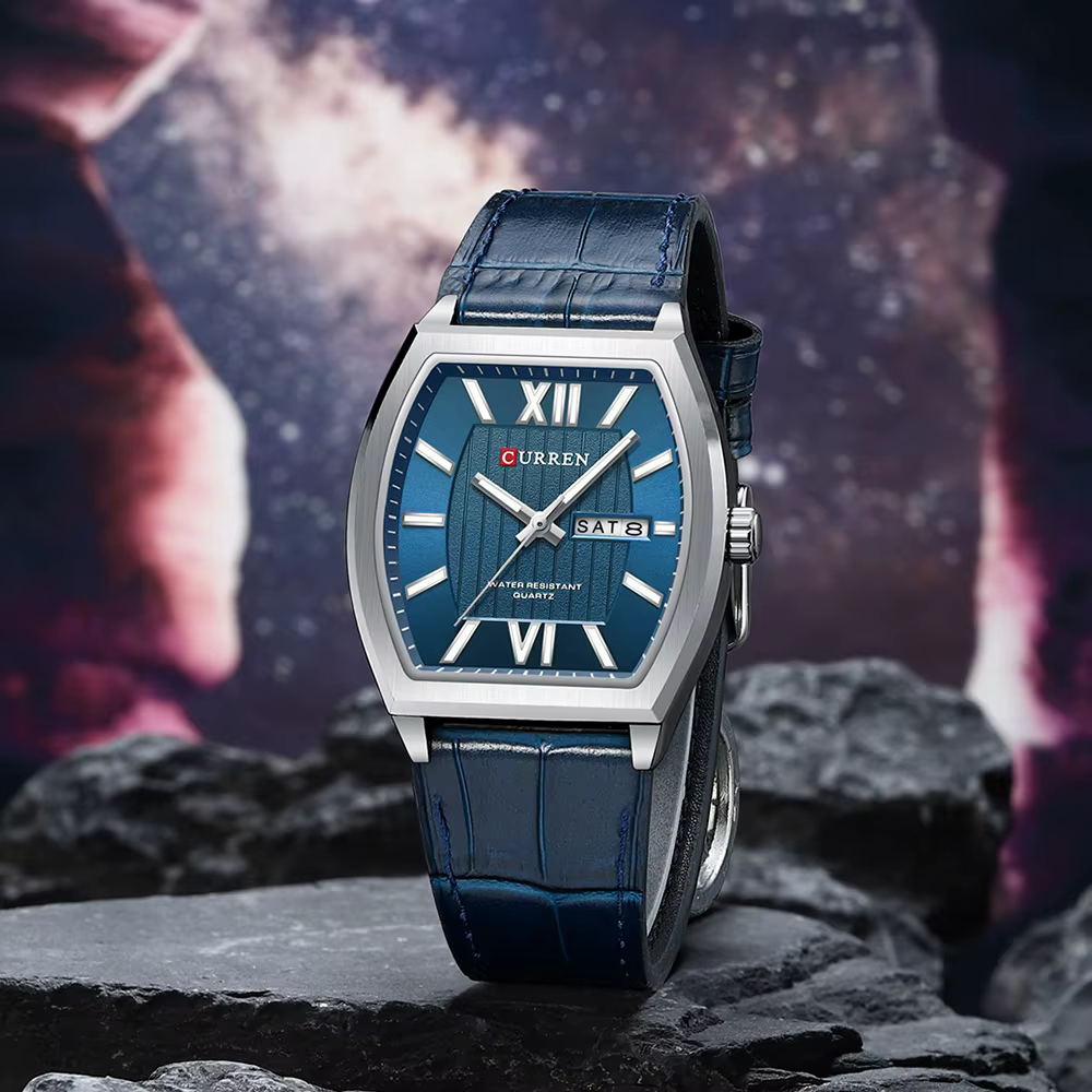 Montre pour homme CURREN au design minimaliste moderne avec jour et date
