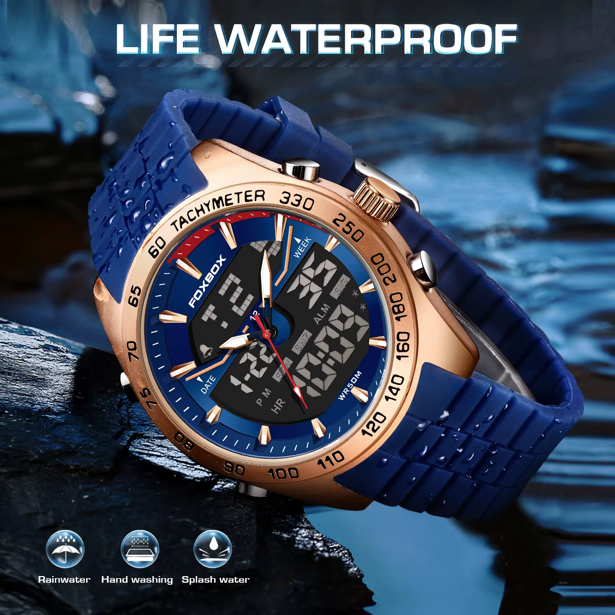 FOXBOX Top marque de luxe affaires montre numérique électronique pour hommes mode militaire étanche