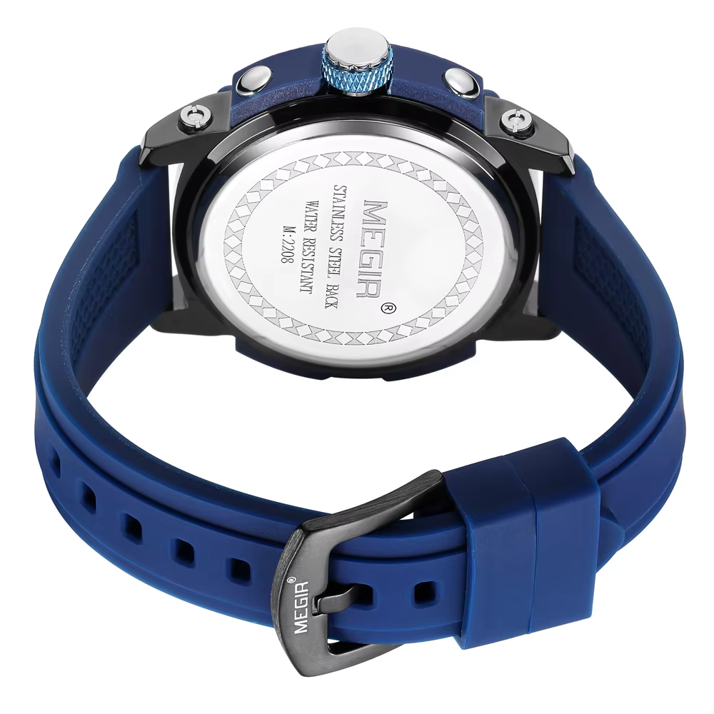 Megir montre à Quartz analogique chronographe pour hommes avec Date aiguilles lumineuses bracelet en Silicone Orange montre-bracelet étanche homme