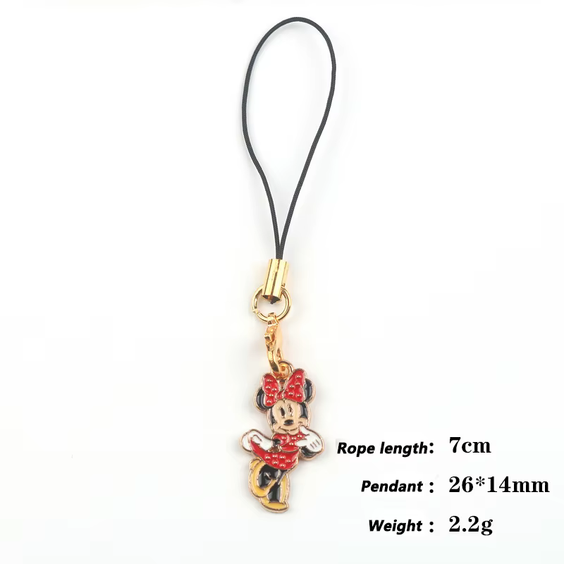 Disney-Pendentif Minnie Cartoon pour enfants, chaîne en alliage, accessoire de suspension SR, sangle de téléphone pour couple, super mignon, continent, étudiant