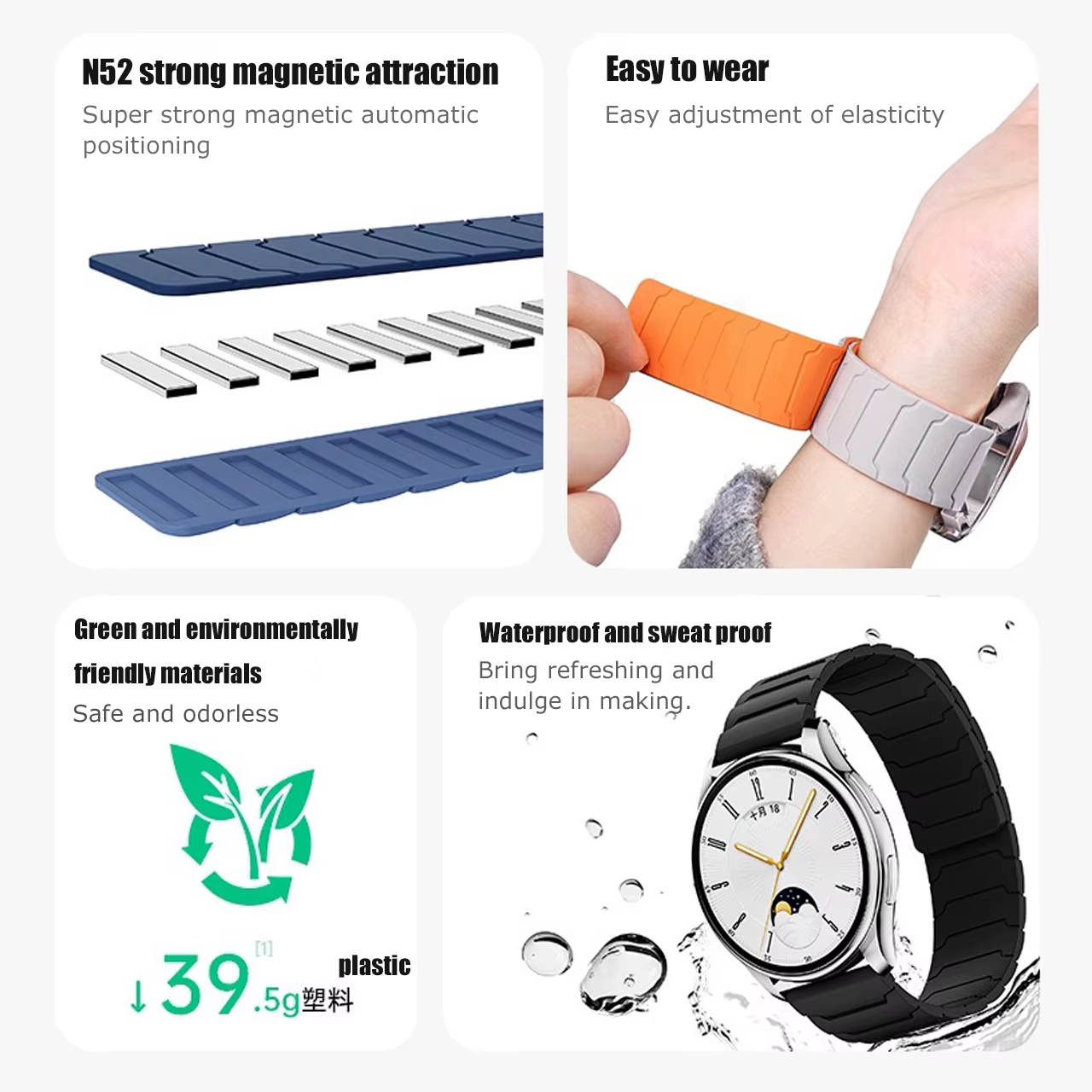 Bracelet de montre magnétique pour Amazfit Bip 6 5/GTR 2 3 4/GTR 47mm