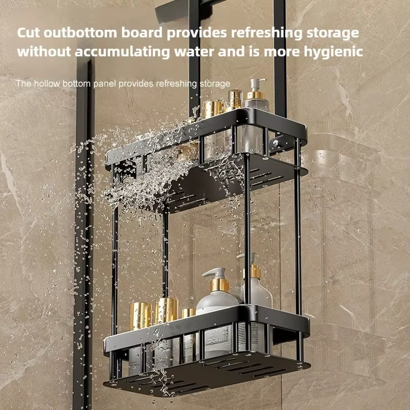 HOStorage-Caddie de douche au-dessus de la porte, étagère de douche à double couche, T1