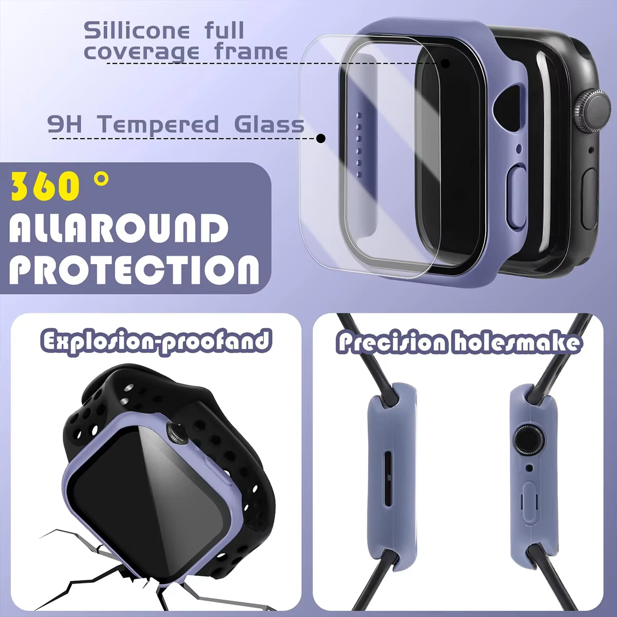 Coque en verre et couvercle pour Apple Watch