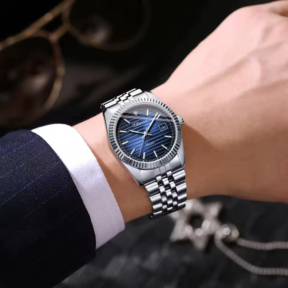 CHENXI 004D hommes montres à Quartz de luxe en acier inoxydable étanche lumineux Date montre-bracelet décontractée pour homme