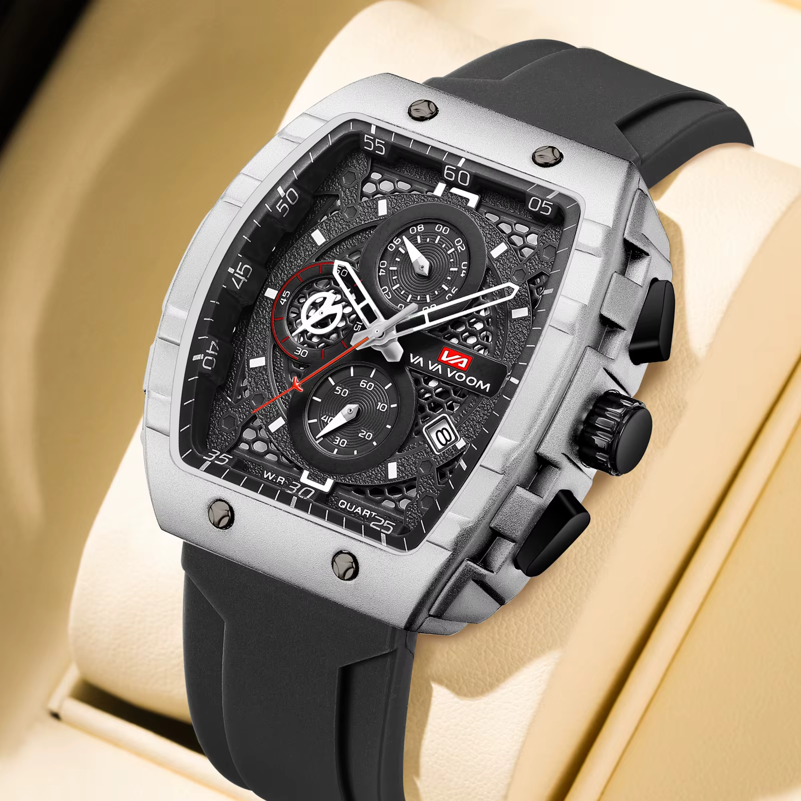 2025 nouveau VA VA VOOM Top marque hommes montres de luxe carré sport montre à Quartz étanche multifonctionnel