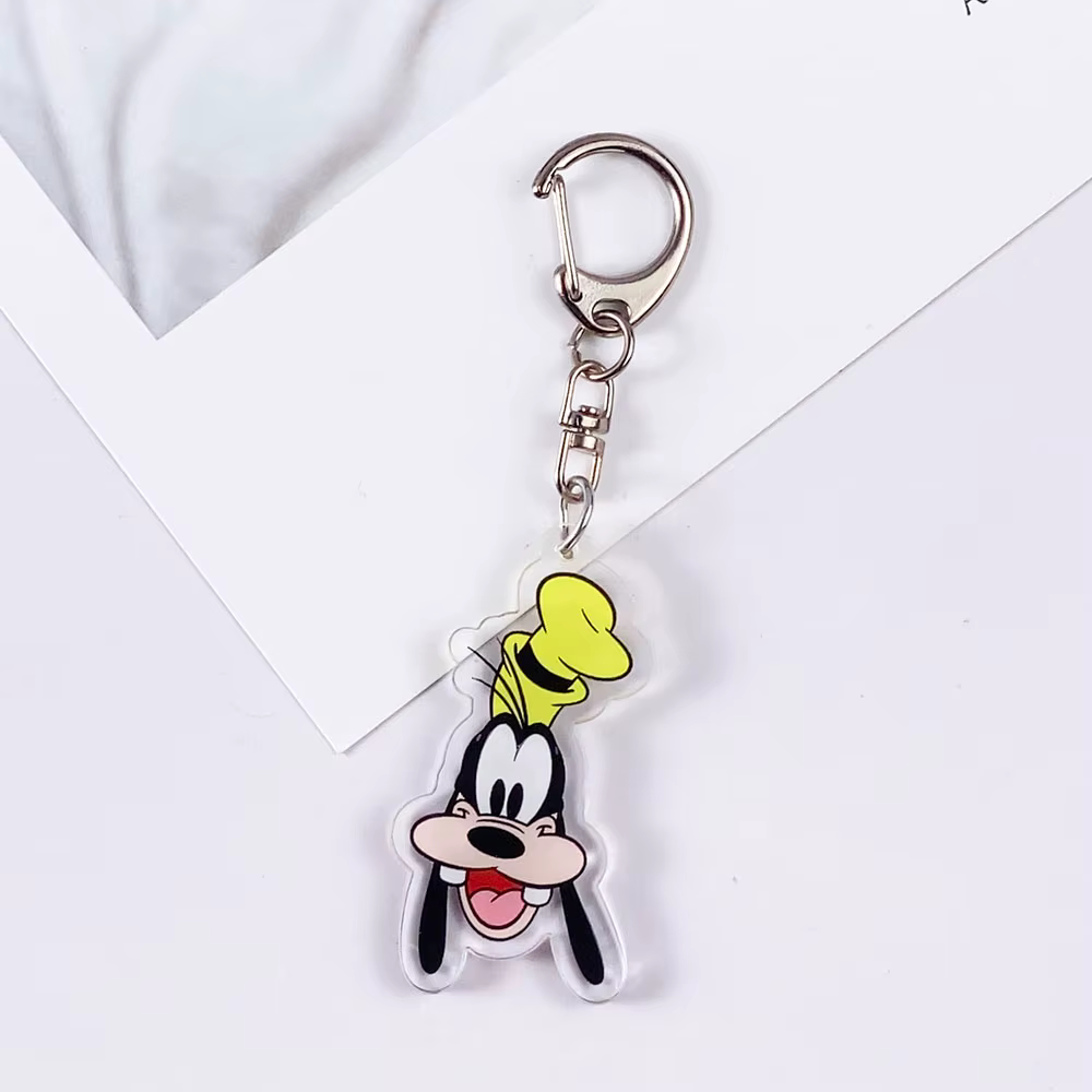Porte-clés en acrylique Disney Mickey Mouse Minnie Mouse, accessoires mignons pour sac, pendentif pour sac à dos, cadeaux pour amis, 1/6 pièces