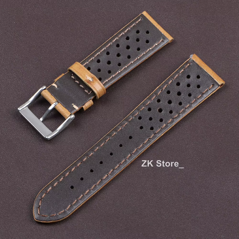 Bracelet de montre en cuir de vachette respirant pour hommes et femmes