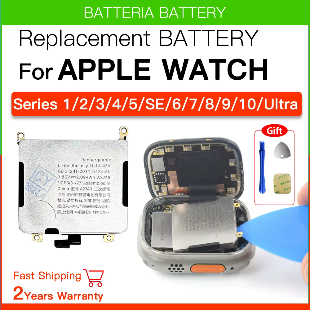 Batterie de remplacement pour Apple Watch Series SE 3 4 5 6 7 8 9 10 pour IWatch S3 S4 S5 S6 S7 S8 S9 Bateria 38/40/41/42/44/45/46/49mm