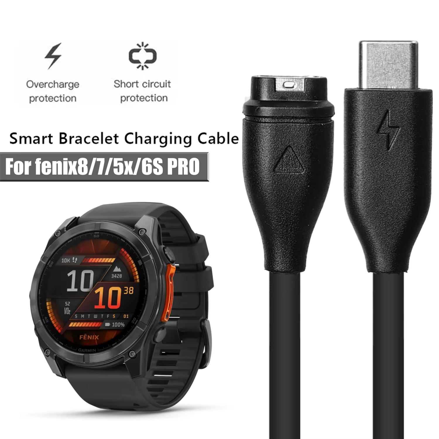 Câble de chargeur de montre de type C pour Garmin Fenix 5X