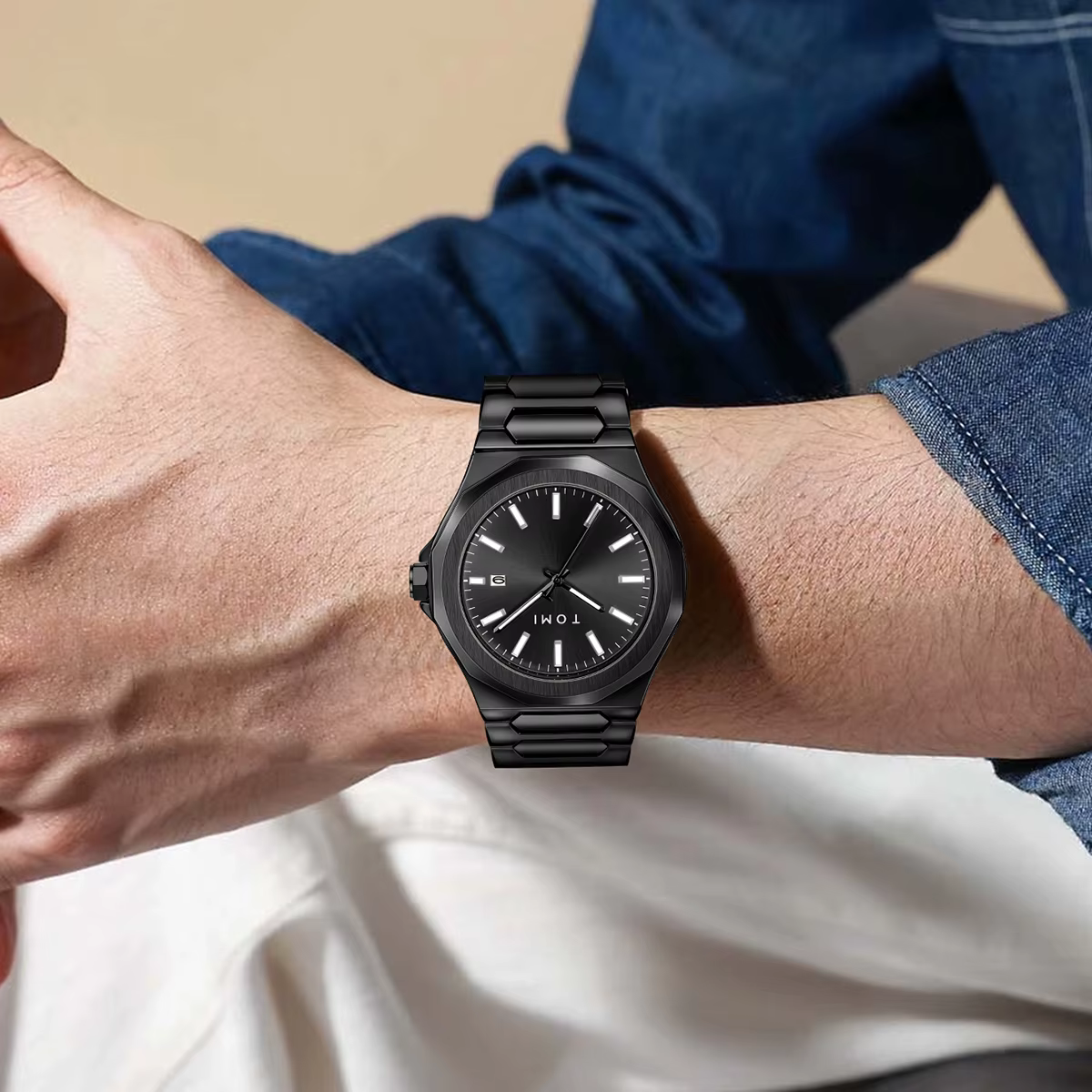TOMI montre pour hommes d'affaires de luxe coffret cadeau boîtier en or Rose de haute qualité