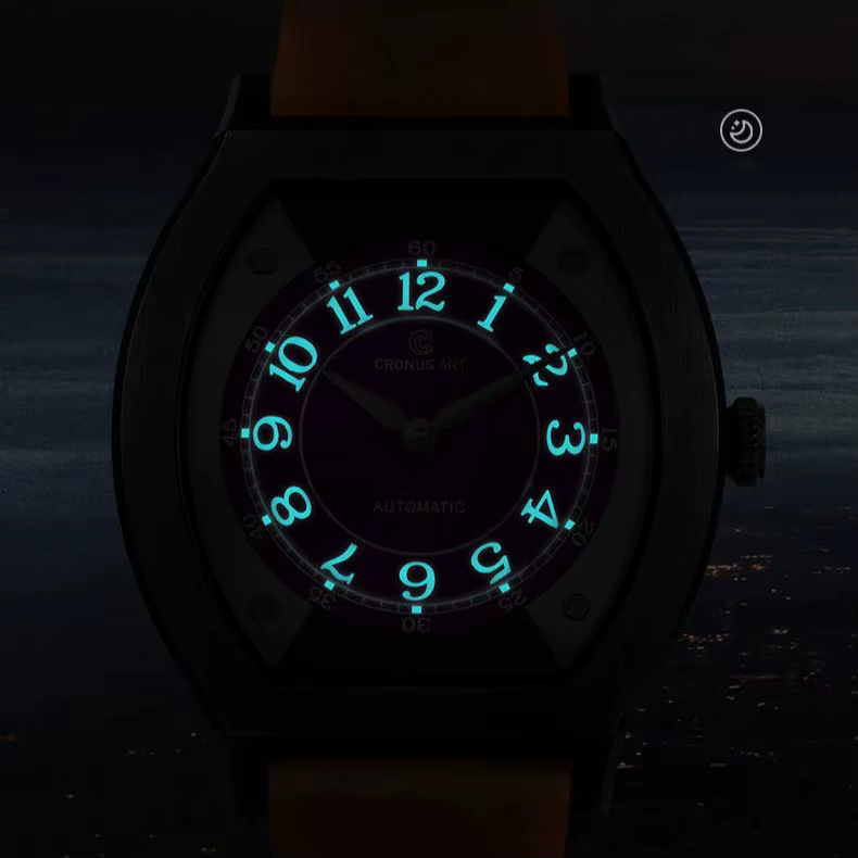 CRONUSART hommes montre automatique 41mm titane Tonneau mécanique montre-bracelet lumineux FKM bracelet en caoutchouc fluoré Micro Rotor