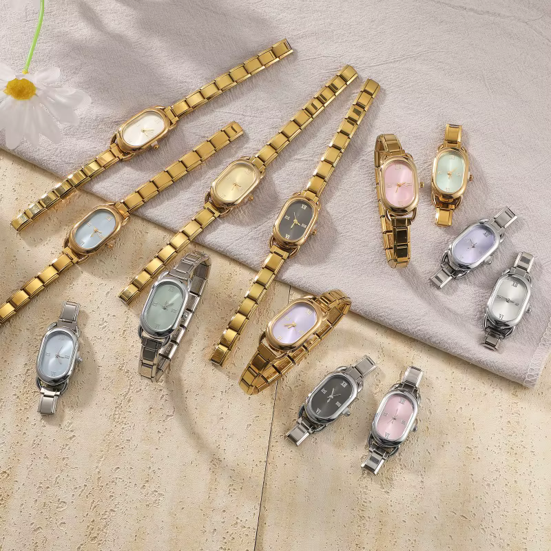 Connecteur de montre de mode en acier inoxydable, lien de charme italien de 9MM, en-tête de montre carrée pour femmes, Bracelet de liaison, bijoux à bricoler soi-même, cadeau