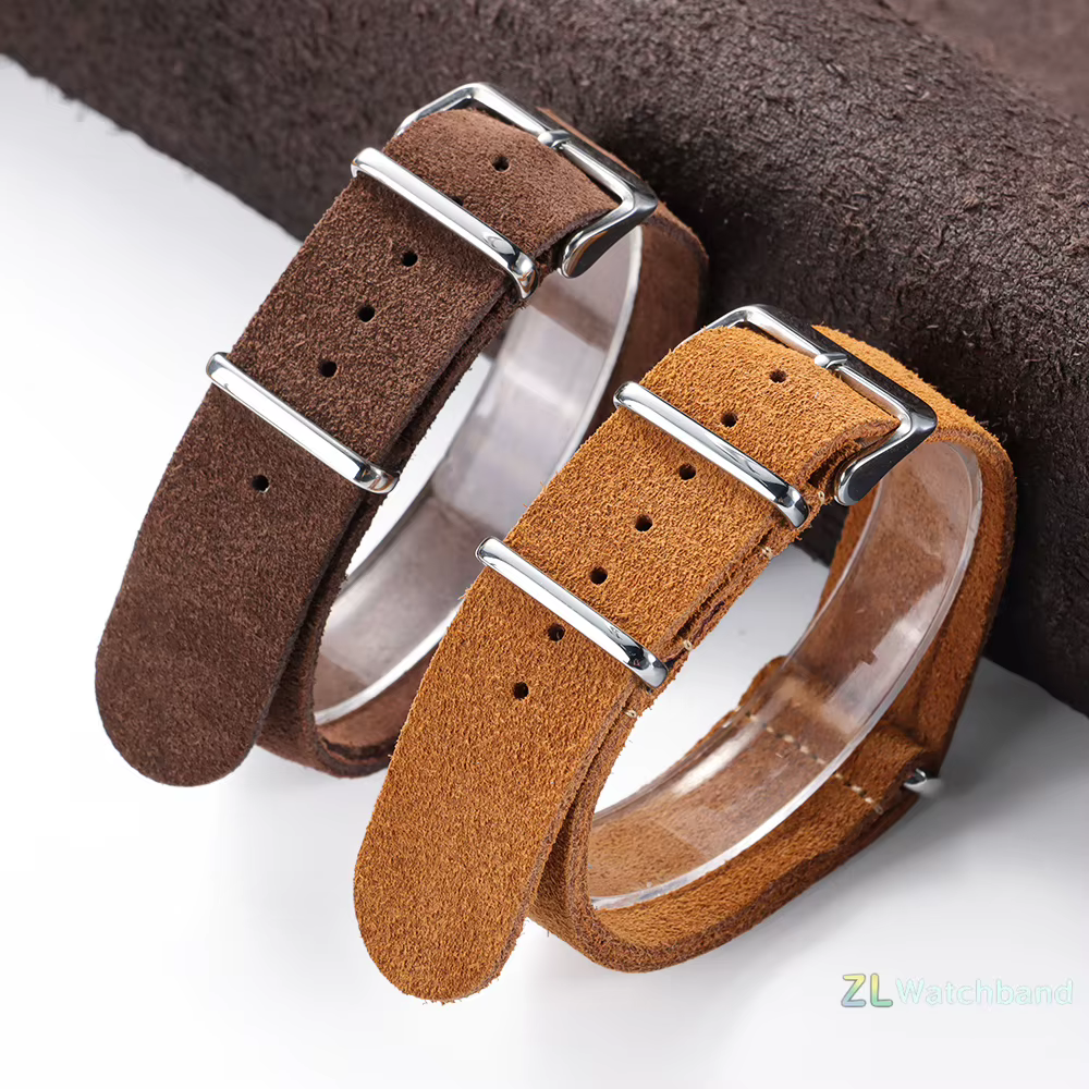 Bracelet de montre en cuir véritable suédé souple vintage 18/20/22/24 mm pour Seiko