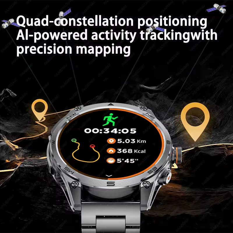 Nouvelle montre connectée militaire GPS sportive 2026, grand écran haute définition de 1,7 pouce, batterie de 1000 mAh, étanche 3ATM, boussole