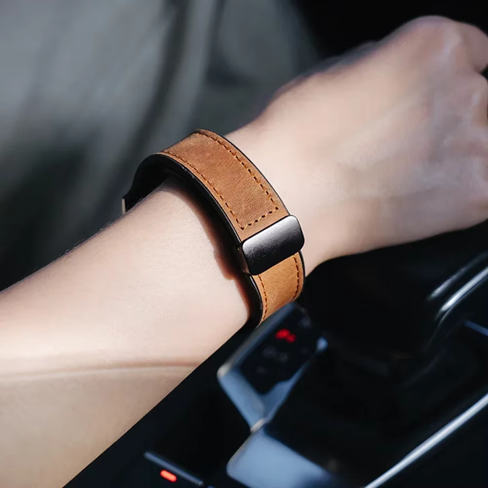 Bracelet magnétique en cuir et Silicone de 22mm