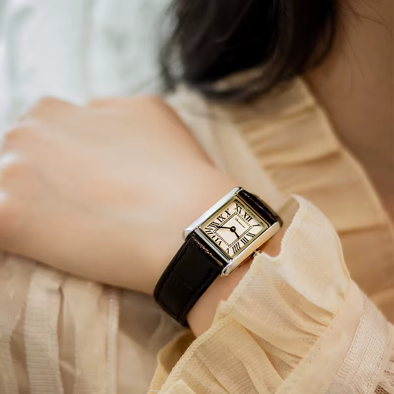 Nouveau bracelet en cuir vintage rectangulaire montre pour femme cadeau pratique pour les femmes